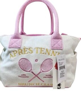 Wildfox Pink & White Après Tennis Brunch Club Tote NWT